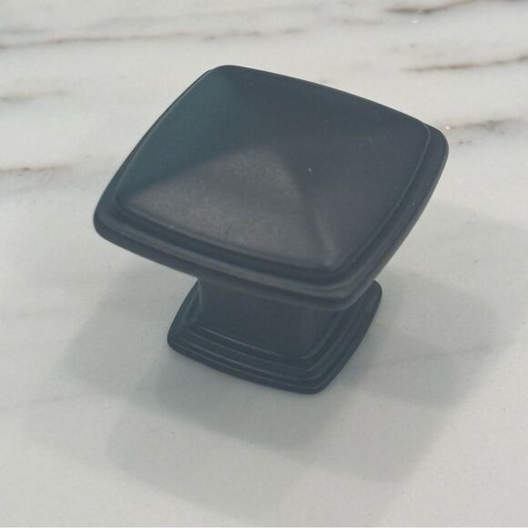 NEW 9 Flat Black Modern Cabinet Hardware Knobs Square - Picture 1 of 6